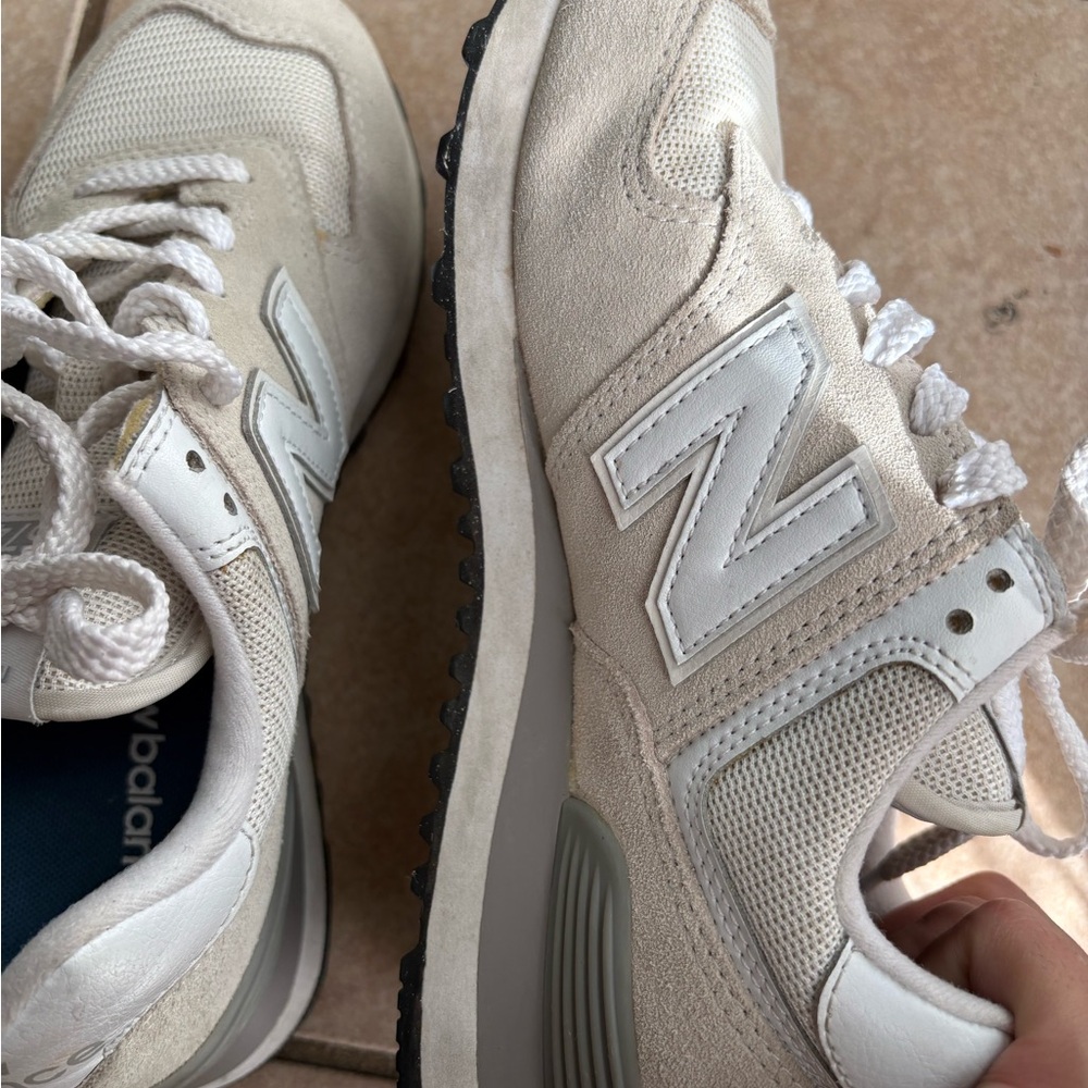 New Balance 574 Off-White and Gray Sneakers